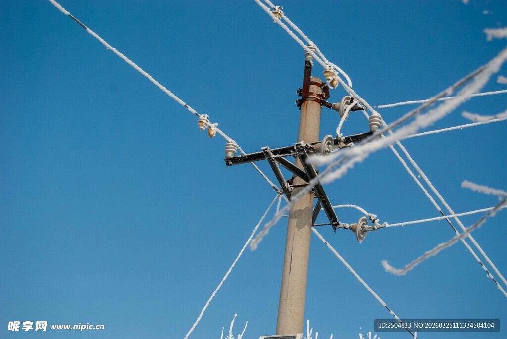电线杆上交错的电线