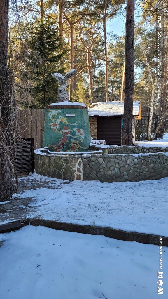 冬日雪覆林间小屋