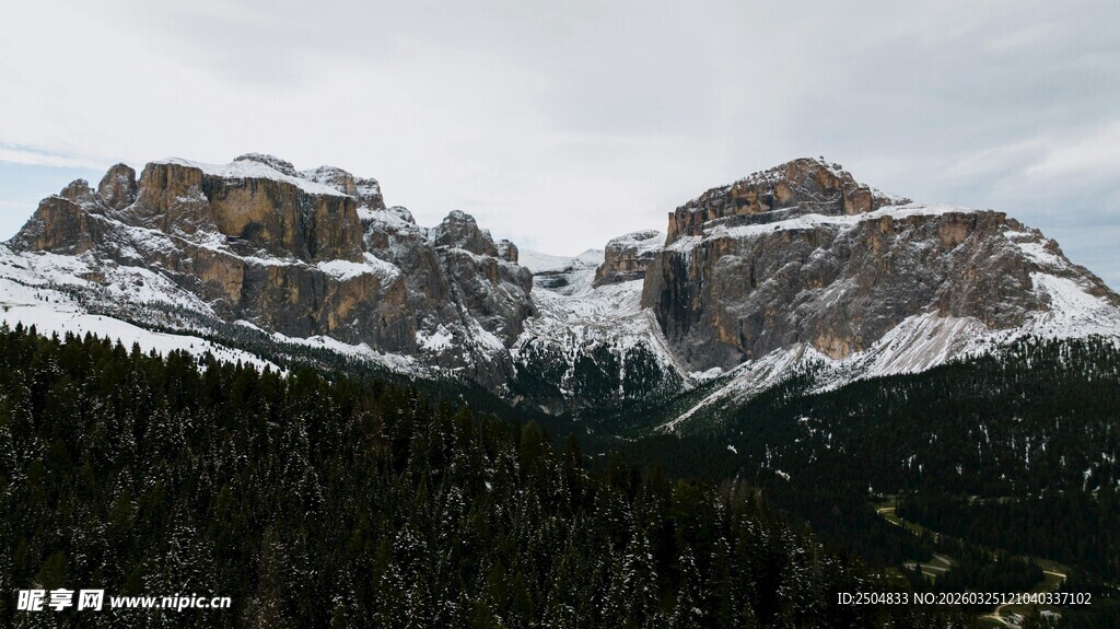 雪山森林壮丽自然景观