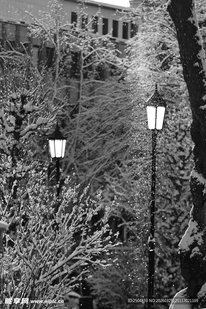 古老街巷中的复古路灯