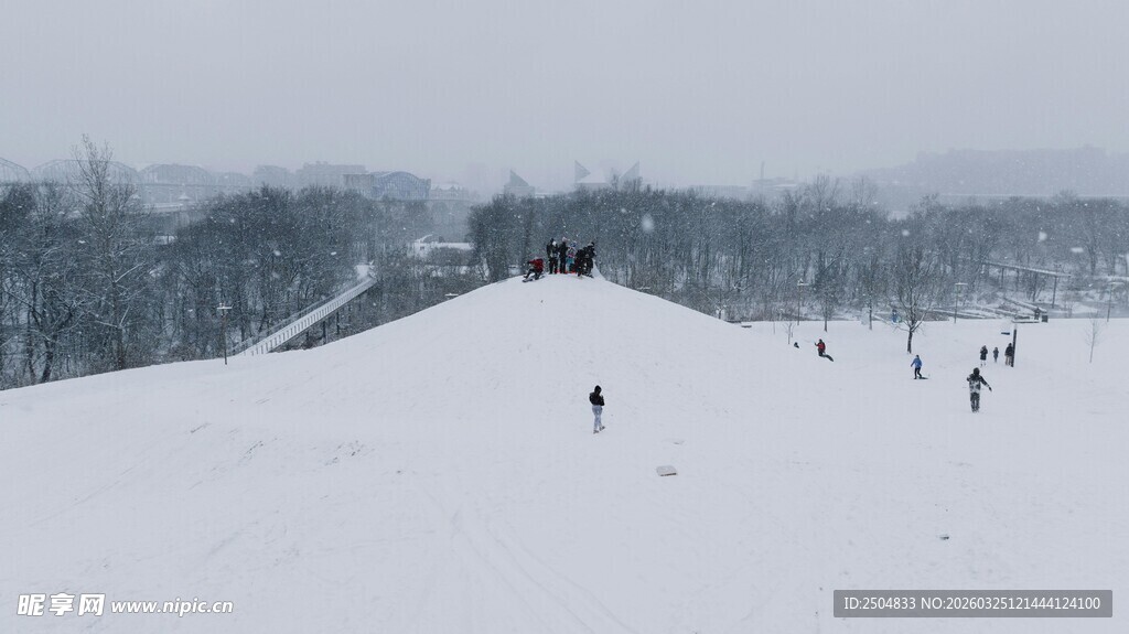 雪地中的欢乐人群