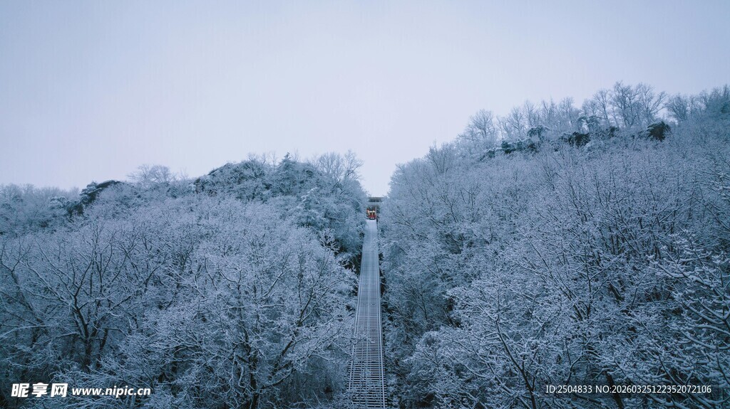 冬日银装素裹的山林景色