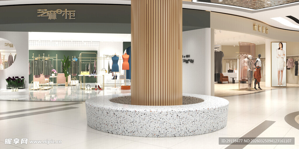 商场内圆柱形装饰景观