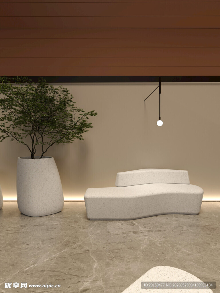 现代简约风室内沙发绿植场景