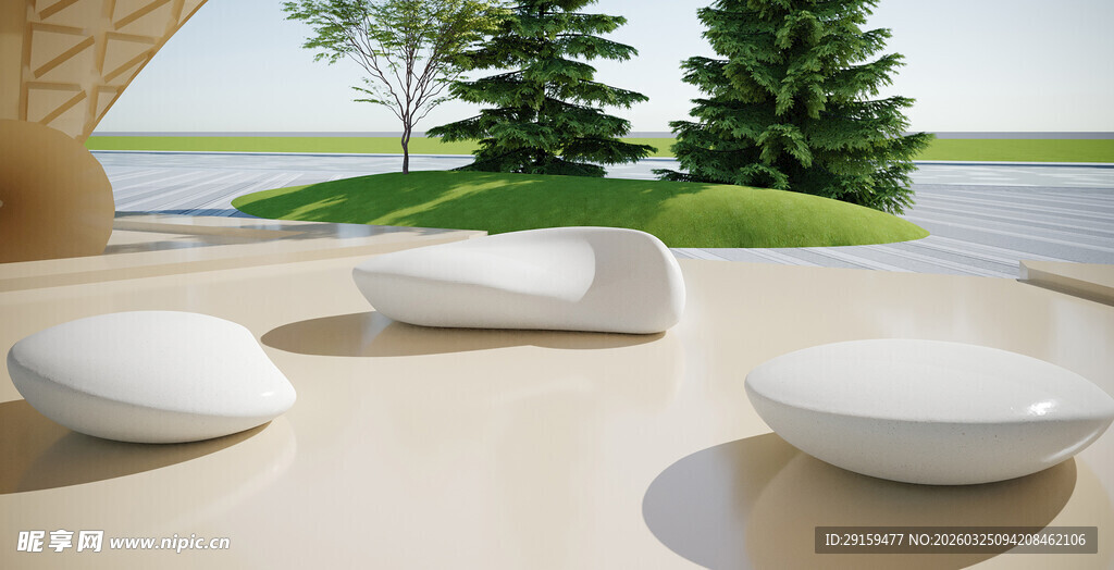 户外简约休闲座椅景观