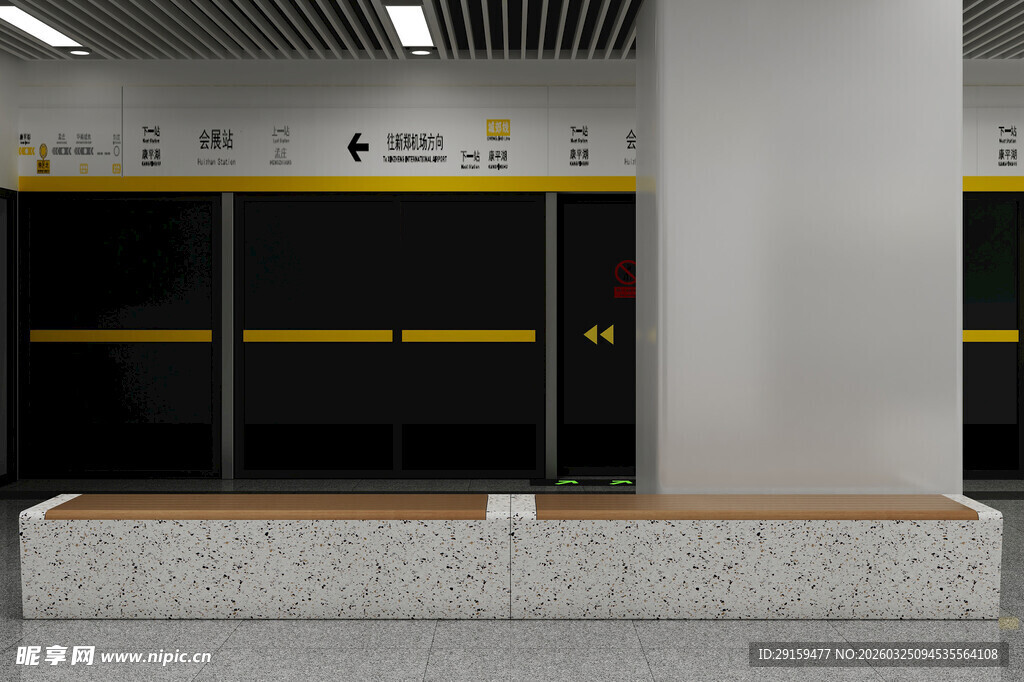 现代风格储物间与长凳