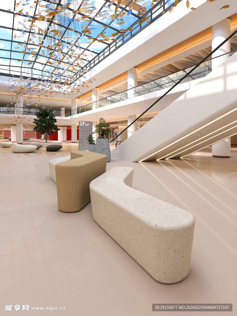 现代商场内的时尚休息区