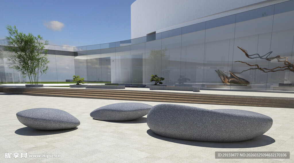 现代户外休闲石凳景观