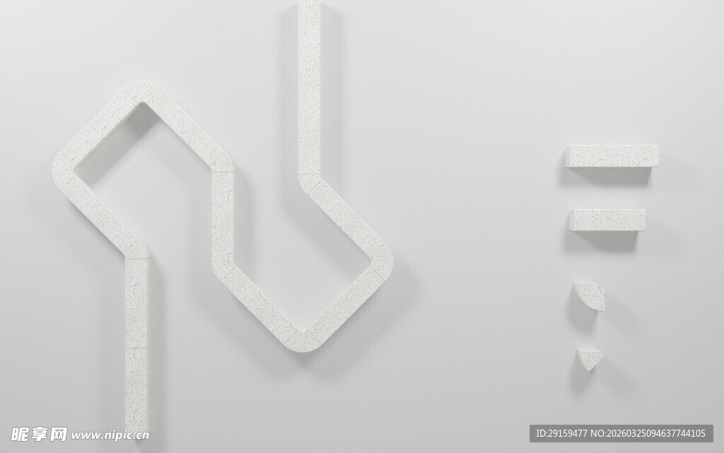 白色几何形状建筑模型组件