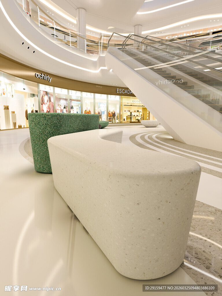 商场内的时尚休息座椅