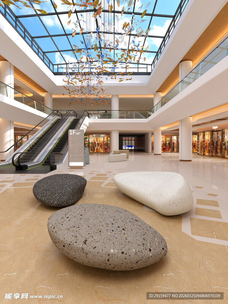 现代商场中庭休闲景观
