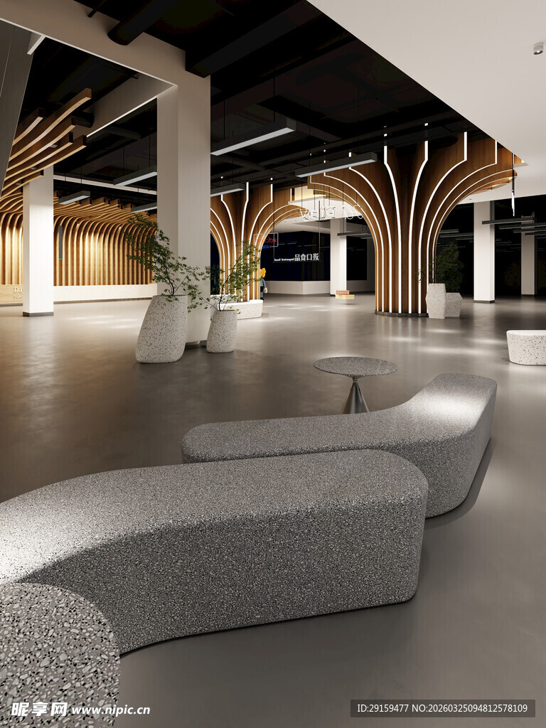 现代风格室内弧形沙发空间