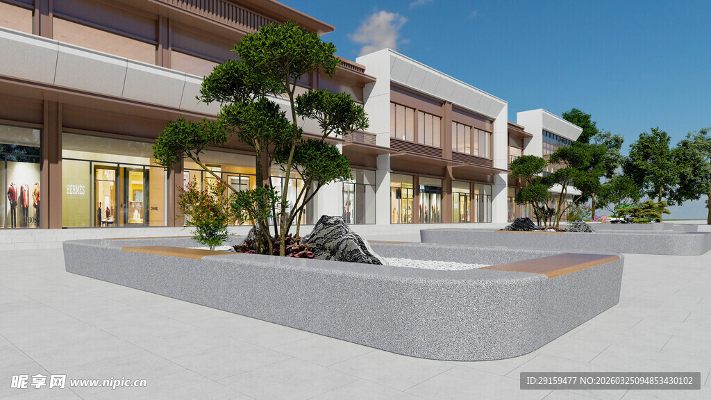 现代建筑前的景观设计