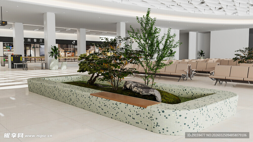 室内中式绿植景观装饰