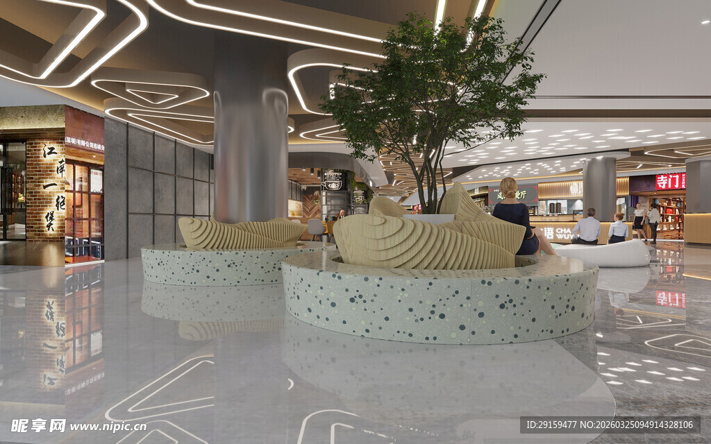 现代商场大厅室内景观