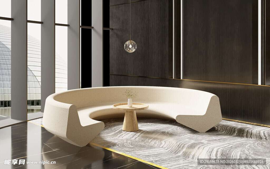 现代弧形沙发室内场景