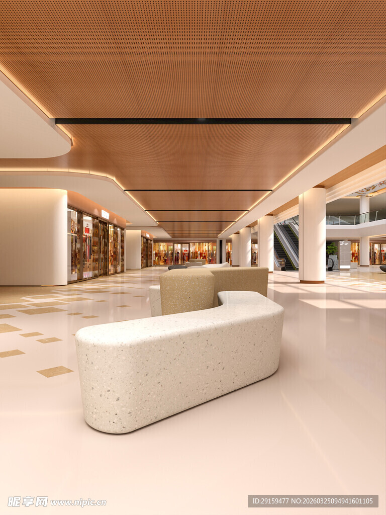 现代商场室内休息区场景