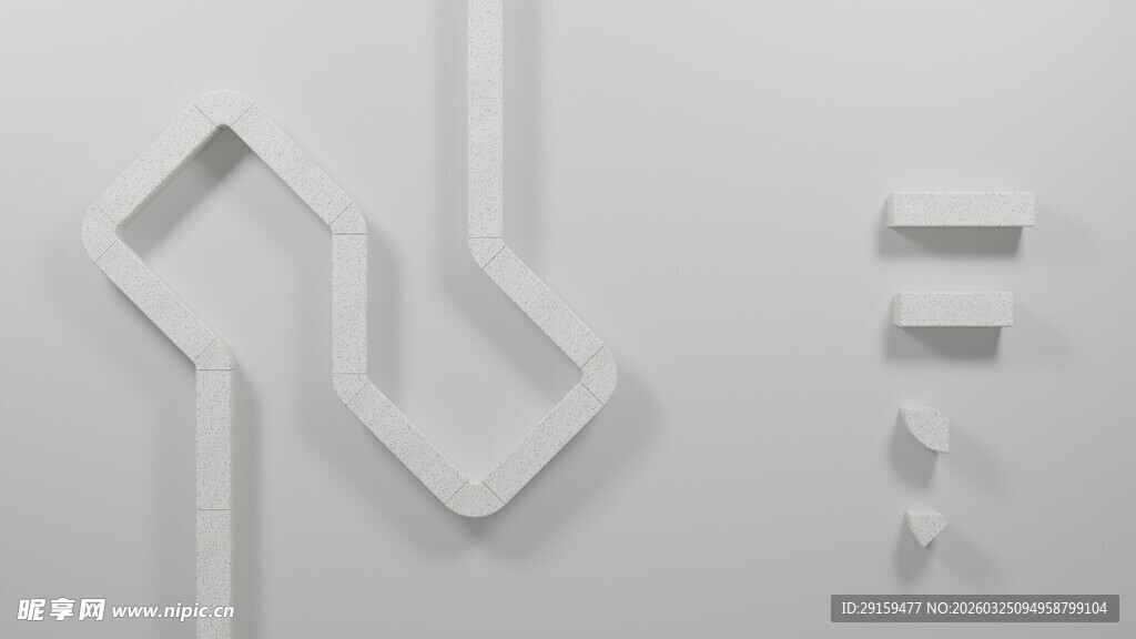 简约几何白色建筑构件