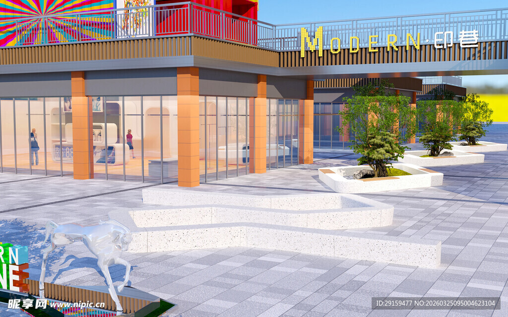 商业街入口景观效果图