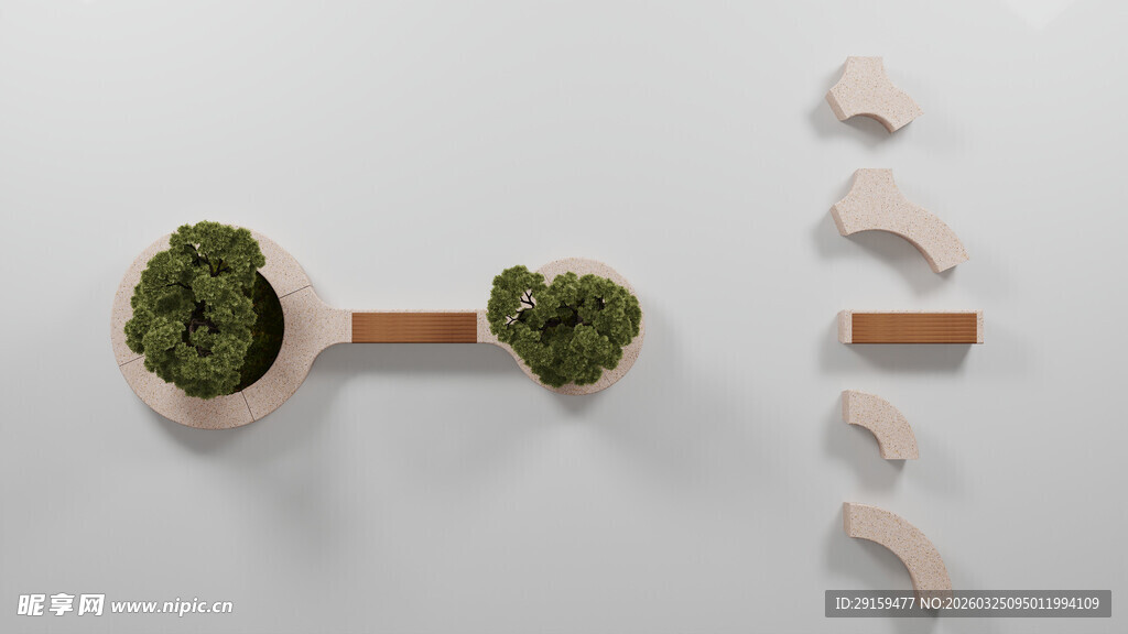 创意绿植与木质摆件组合