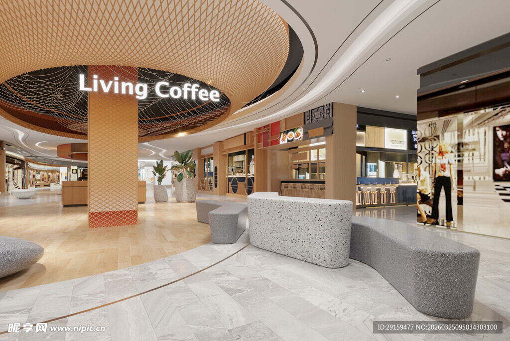 现代时尚的商场咖啡区