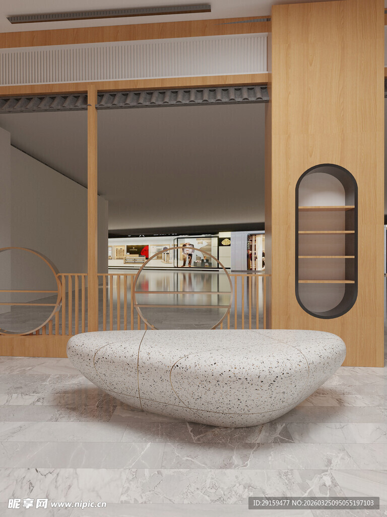 现代简约风室内石质茶几