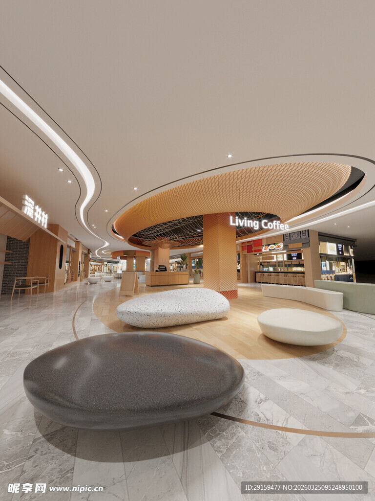 现代商场室内创意休息区