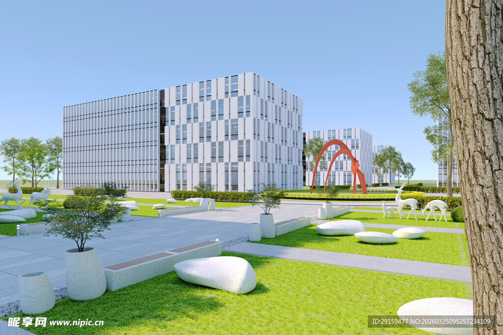 现代风格办公楼景观设计