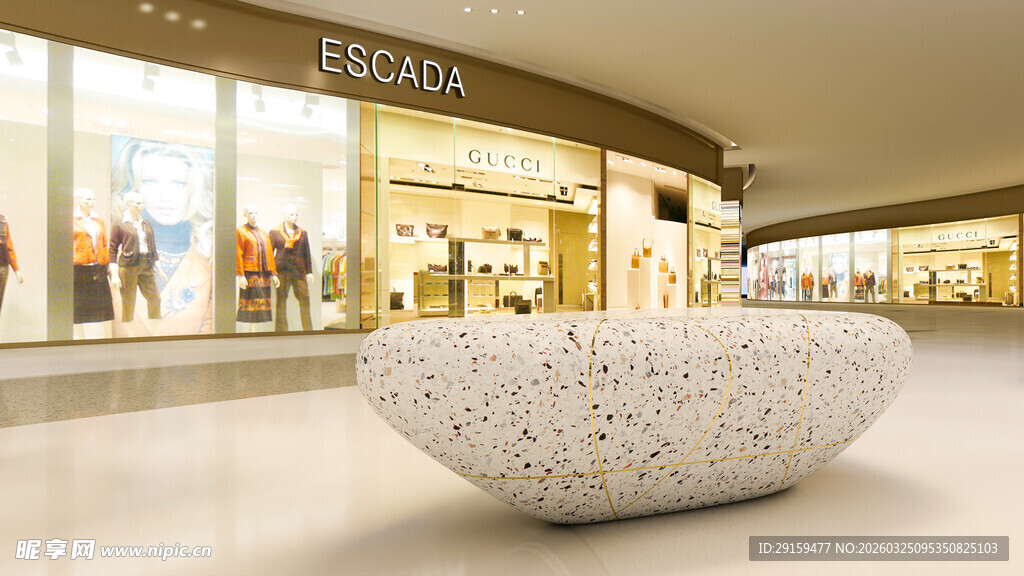 商场内独特造型的休息座椅