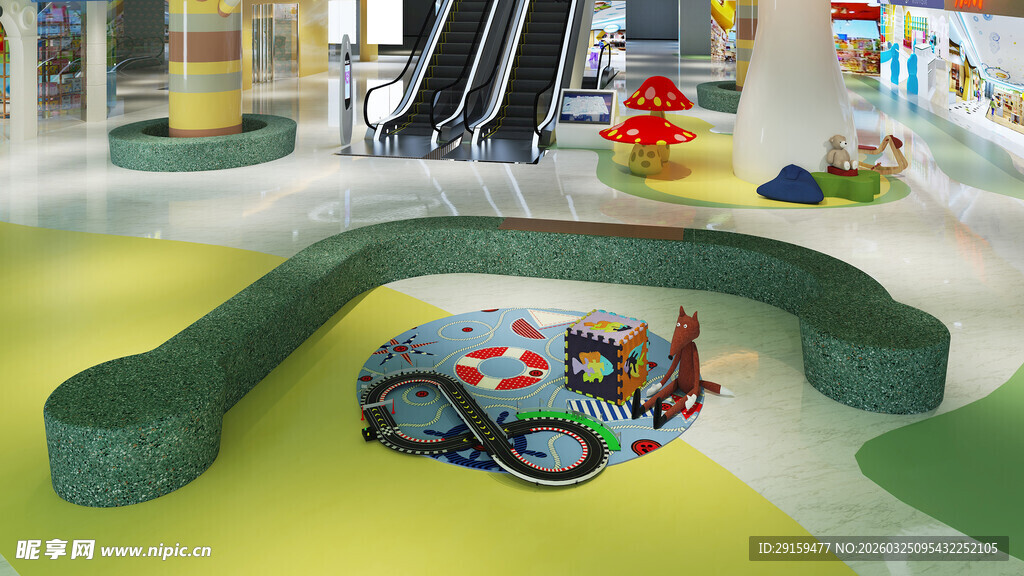 室内儿童游乐区玩具场景