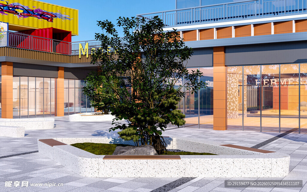 庭院中的绿植与现代建筑