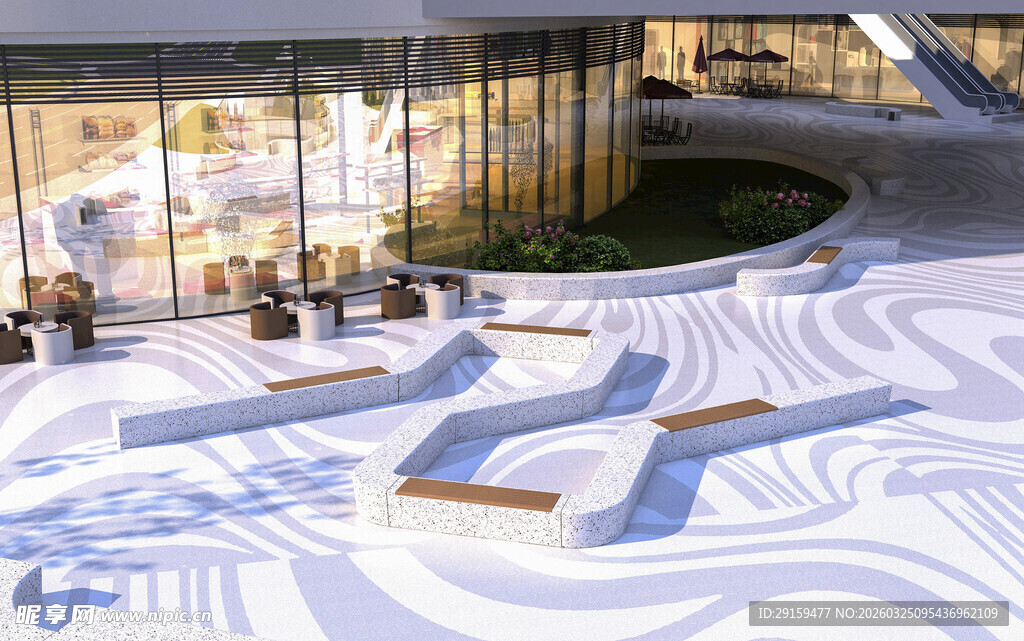 现代建筑前的户外休闲空间