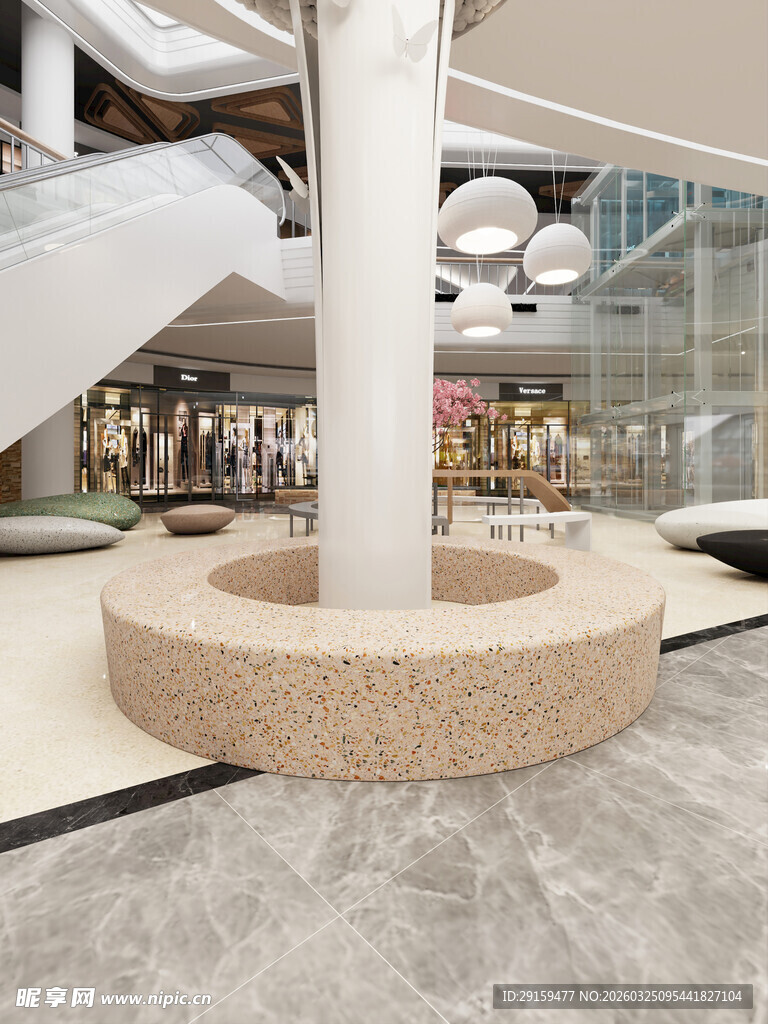 商场内休闲圆形座椅景观