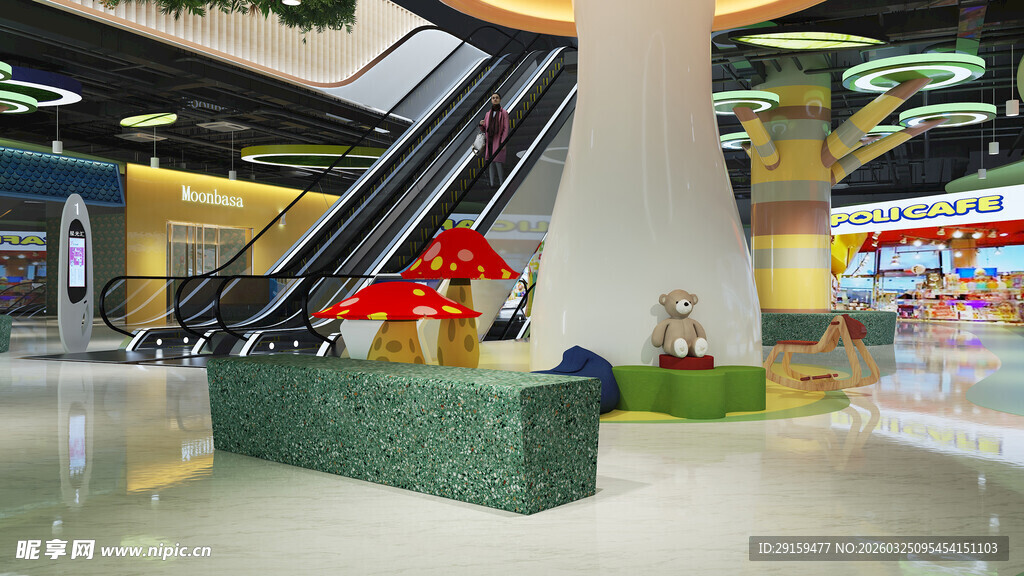 商场大厅的花卉装饰景观