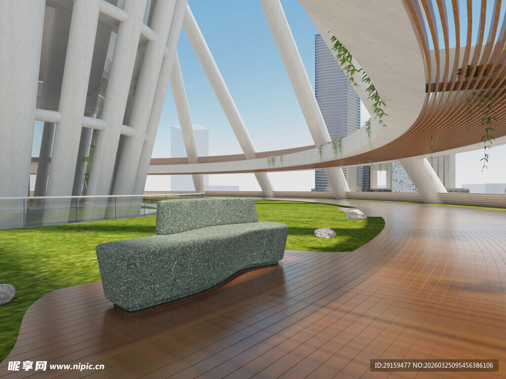 现代室内绿植沙发景观空间