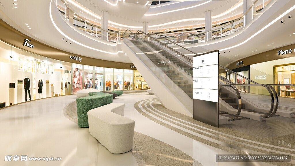 现代时尚购物中心内部景观