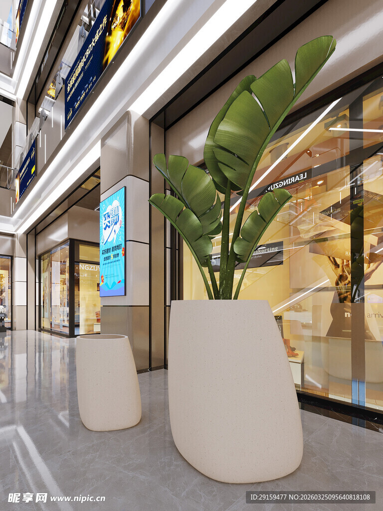 商场内的绿植装饰景观