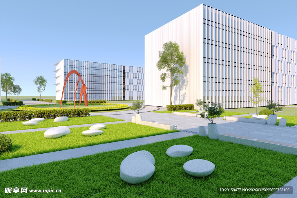 现代园区景观设计效果图