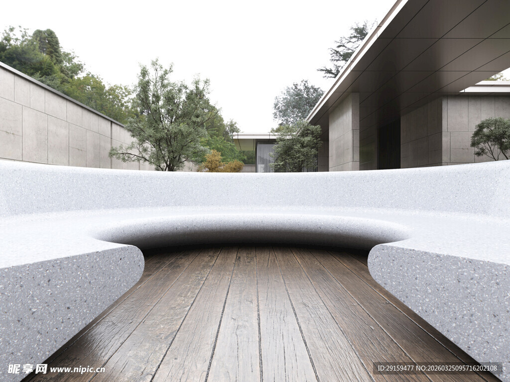 现代户外木质露台休闲区