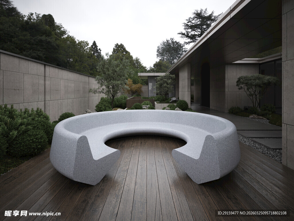 现代户外弧形座椅庭院景观