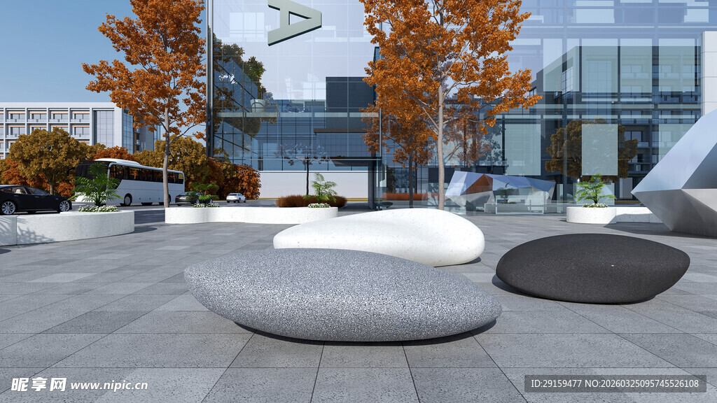 现代户外休闲石凳景观