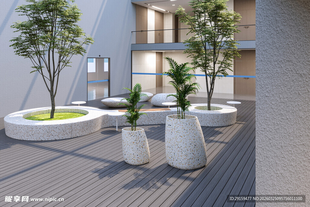 现代户外休闲绿植景观区