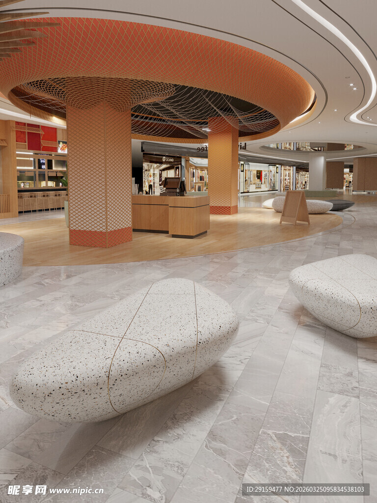 现代商场室内独特座椅设计
