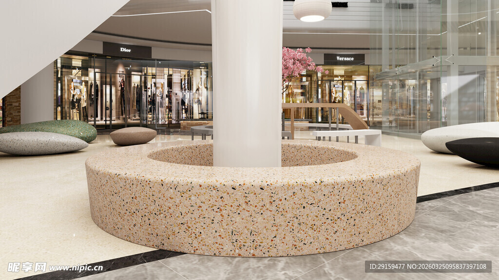 商场圆形石质休息区