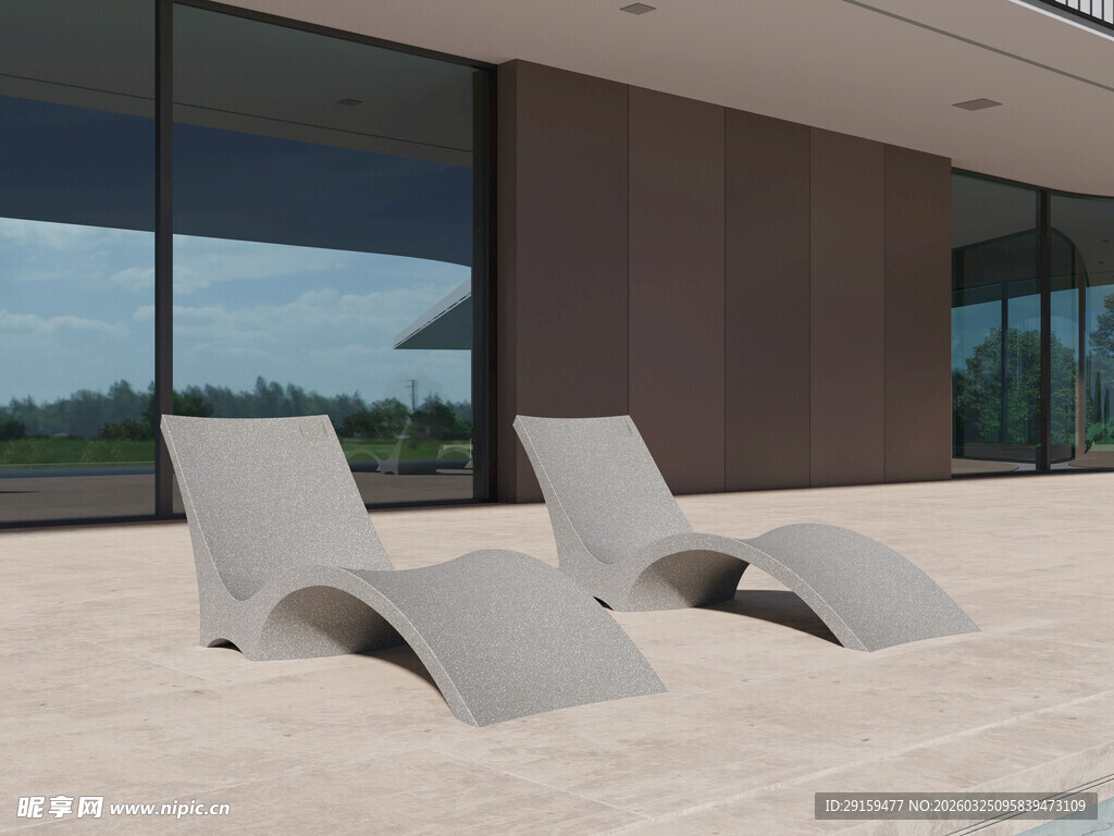 现代户外休闲躺椅场景