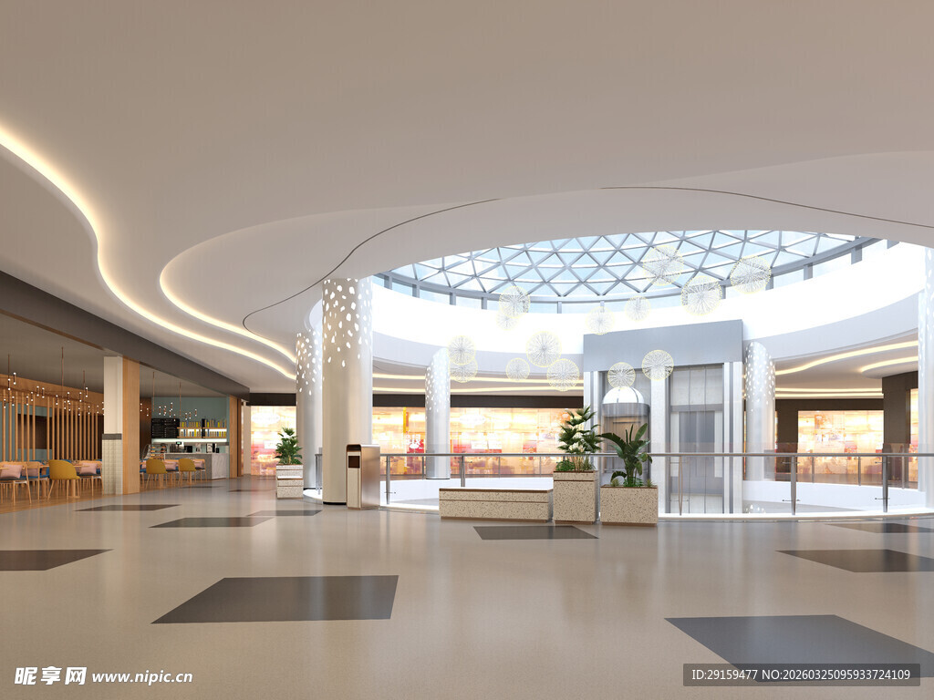 现代商场宽敞明亮大厅