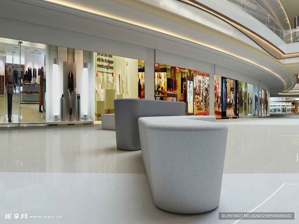 现代商场内的休息区域