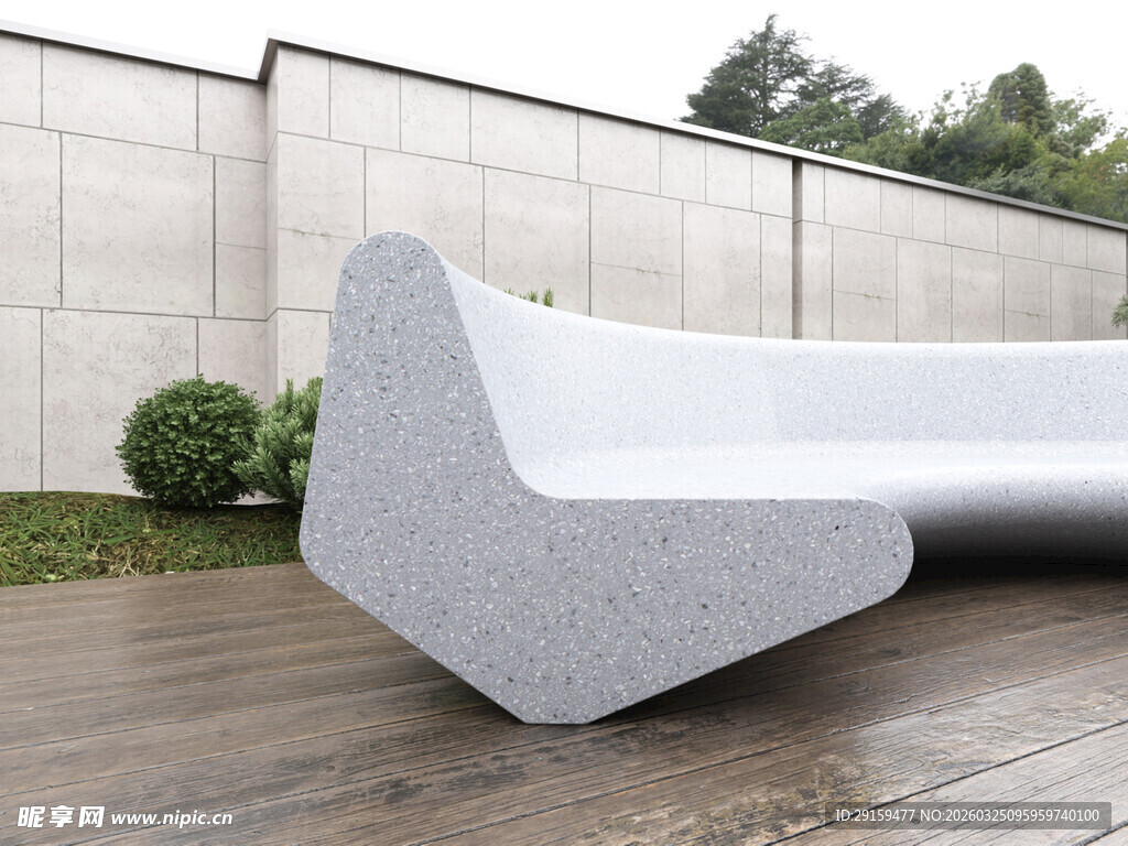 现代简约风格户外石质长椅