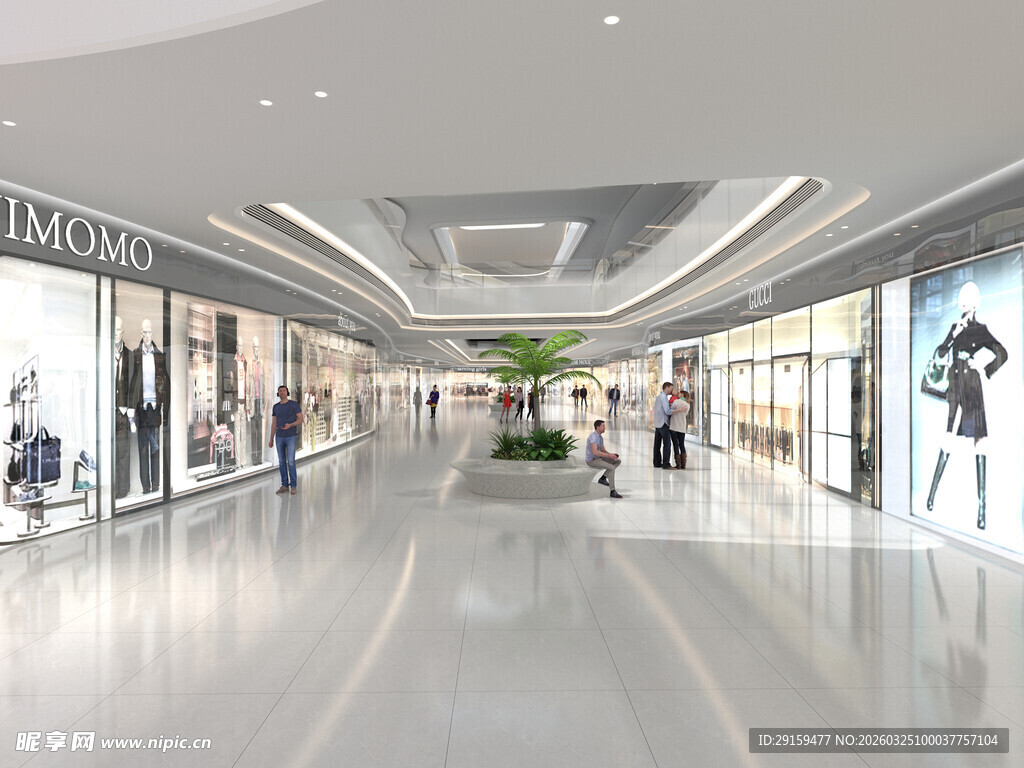 现代时尚宽敞的购物商场空间