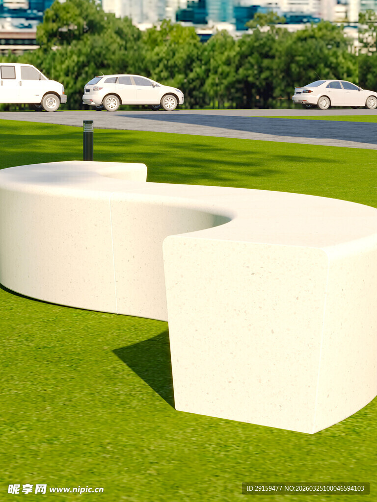 户外白色几何造型景观设施